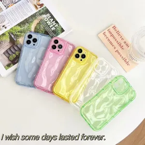 Minimalist TPU Protective Phone Case For iPhone Pleated Wave Shockproof Soft Back Cover