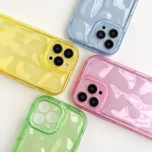 Colorful crinkled liquid silicone phone case compatible with iPhone, soft glossy back cover