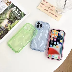 Stylish liquid wavy transparent phone case for iPhone colorful TPU protective cover