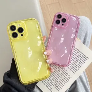 Colorful wavy texture phone case compatible with iPhone, translucent soft silicone cover.