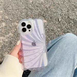 Cover per telefono conchiglia stella glitterata per iPhone 14 13 12 Pro Max 3D Custodia