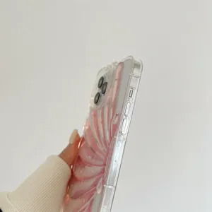 Custodia per telefono con conchiglia glitterata 3D trasparente per Apple iPhone 14 13 Pro Max