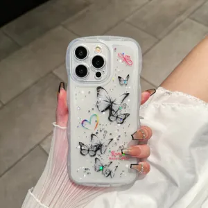Transparante golf glitter vlinder iPhone hoesje glanzende holografische beschermhoes