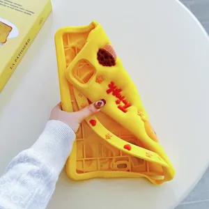 Yellow silicone tablet protective case detail view with 3D cute cookie and star decorations.