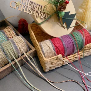 Metallicgoldfarbene Baumwollkordel für Weihnachtsgeschenkverpackung, DIY Bastelseil.