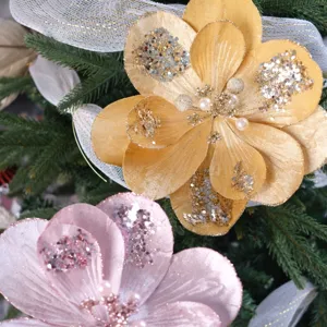Weihnachts Deko Blume DIY Glitzer Magnolie künstliche Blume Baum Hängeornament