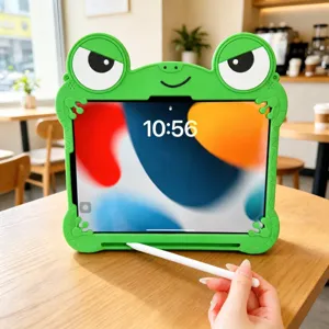 Simpatica custodia per tablet in silicone rana verde per iPad, cover protettiva cartoon.