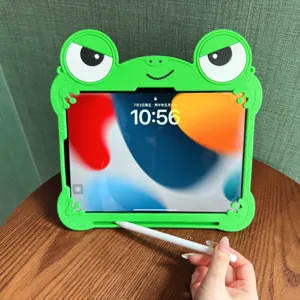 Carino Cartone Animato Rana Silicone Custodia Protettiva Con Supporto Per iPad Tablet Resistente Alle Cadute Morbida Cover Posteriore Regalo Per Bambini