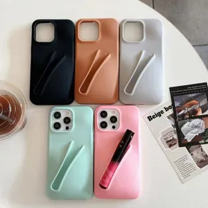Silicone phone case with lipstick holder slot soft protective cover compatible with iPhone.
