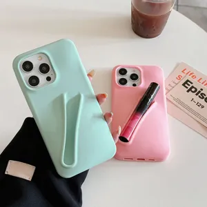 Soft silicone phone case featuring a unique lipstick holder slot, compatible with iPhone models.