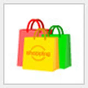 Cartoon colorful shopping bags detail view, cute graphic design illustration element.