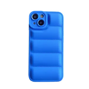 Blaues Daunenjacken Stil Silikon Handyhülle weiche TPU Schutzhülle für iPhone 14 15 Pro Max
