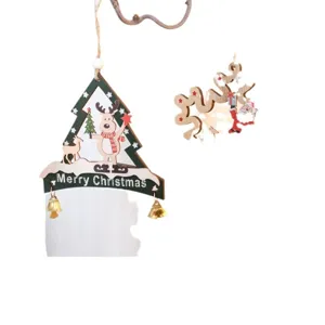 Christmas Wooden Hollow Hanging Ornament With Reindeer Tree For Holiday Party Decor