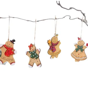 Set di ornamenti sospesi per albero di Natale in legno vintage, decorazioni rustiche.