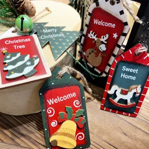 Ornamenti sospesi in legno per albero di Natale dipinti retro scatola regalo festa