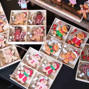 Natale legno omino di pan di zenzero ornamenti appesi scatola regalo decorazione