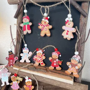 Natale omino di pan di zenzero in legno ornamenti sospesi per decorazione albero