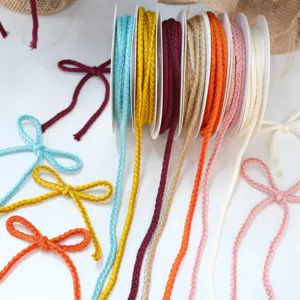Colorful twisted cotton rope ribbon for Christmas tree bow gift wrapping and craft decoration.