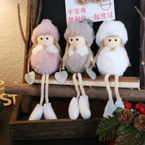 Christmas plush angel doll hanging ornaments cute fluffy holiday party home decor