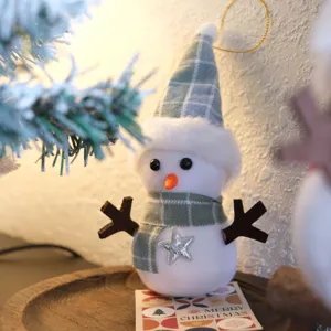 Christmas plaid snowman ornament desktop decoration holiday hanging pendant cute fabric doll