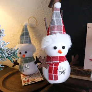 Christmas plaid foam snowman desktop decoration and holiday hanging pendant for tree decor.