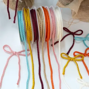 Colorful twisted fine cotton rope for Christmas tree bow gift wrapping and DIY crafts.