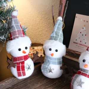 Plaid foam snowman Christmas tree decoration holiday pendant for festive indoor home party hanging.
