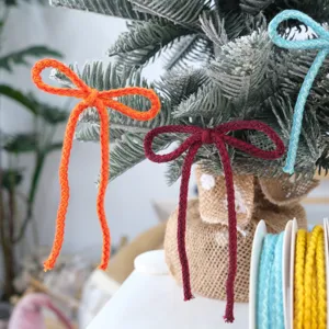 Colorful twisted cotton rope for Christmas tree bow decoration and gift wrapping