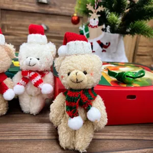 Weihnachten Plueschbaer Anhaenger mit Weihnachtsmuetz Schal suesse Feiertag Puppe