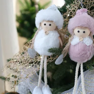 Christmas tree plush angel doll hanging pendant cute holiday party home decoration ornaments set