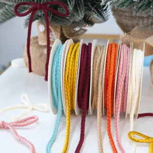 Colorful braided cotton cord for Christmas gifts, gift box ribbons, and tree bow decorations.