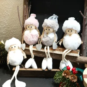 Christmas tree plush angel doll pendant swinging leg cute holiday party decor ornament