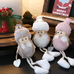 Christmas tree plush swinging angel doll pendant holiday home party decor gift box