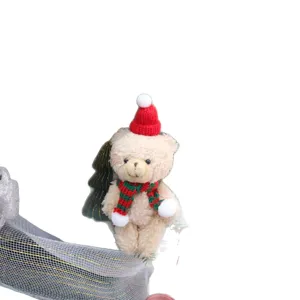 Christmas plush teddy bear keychain cute holiday doll bag hanging pendant ornament
