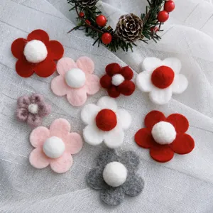 Weihnachten Filz Blumen Ornamente Süße Wolle Filz Floral Anhänger Für Weihnachtsbaum Hängen Feiertag Heim Dekor
