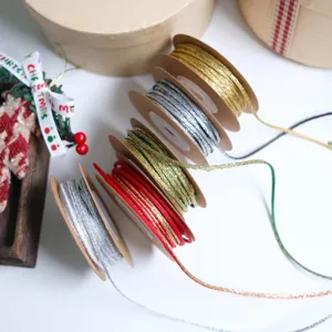 Metallic cord string 2mm glitter gold silver red green for Christmas gift wrapping and DIY crafts