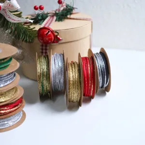 2mm metallic glitter cord string for gift wrapping, Christmas DIY decoration and craft ribbons.