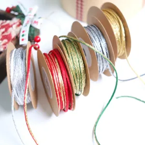 Metallic Glitter Cord Color Block Splicing Ribbon For Christmas Gift Wrapping DIY Craft Decor Hanging Lanyard