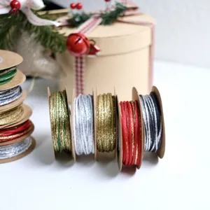 2mm metallic tinsel cord spools, colorful glitter string for Christmas gift wrapping, DIY crafts ribbon.