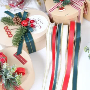 Χριστουγεννιάτικη μεταλλική κορδέλα grosgrain 1cm 1.5cm για συσκευασία δώρων διακόσμηση DIY.