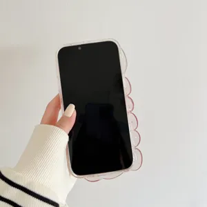 Custodia trasparente glitterata con onde per iPhone 14 13 12, cover estetica.