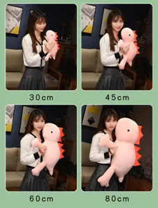 Cute pink dinosaur plush toy weighted soft doll cute huggable pillow for girls gifts 30-80cm
