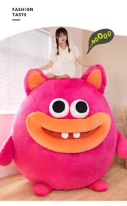 Giant pink plush monster toy, funny big mouth pillow doll, cute funny gift for adults.
