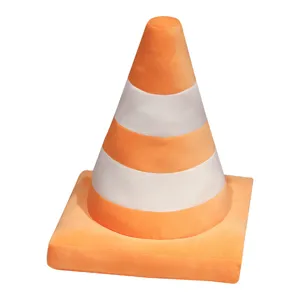 Plush traffic cone pillow cute orange safety cone toy soft decorative cushion for home decor