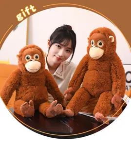 Cute brown orangutan plush toy soft stuffed animal companion gift for kids and babies