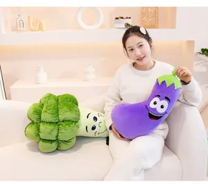 Simpatico cuscino peluche verdura cartone animato, morbida bambola melanzana broccolo per bambini.