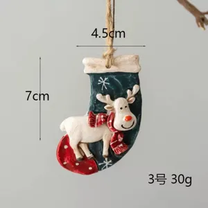 Christmas resin stocking hanging ornament with cute reindeer for holiday tree home decor