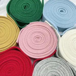 Thick felt ribbon rolls for DIY craft decorations, colorful multi-pack set for handmade holidays.