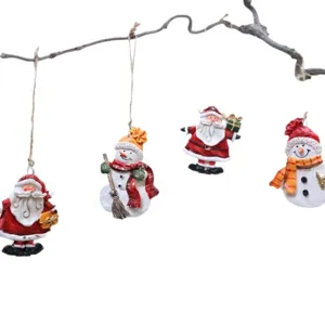 Vintage American Resin Santa Claus Snowman Christmas Tree Pendant Hanging Ornament Holiday Party Decoration Gift