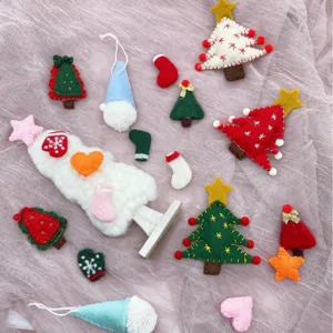 Weihnachten Filz Baum Girlande DIY Handwerk Ornamente Süße Baum Schneeflocke Stern Herz Socke Hängender Anhänger Party Dekor